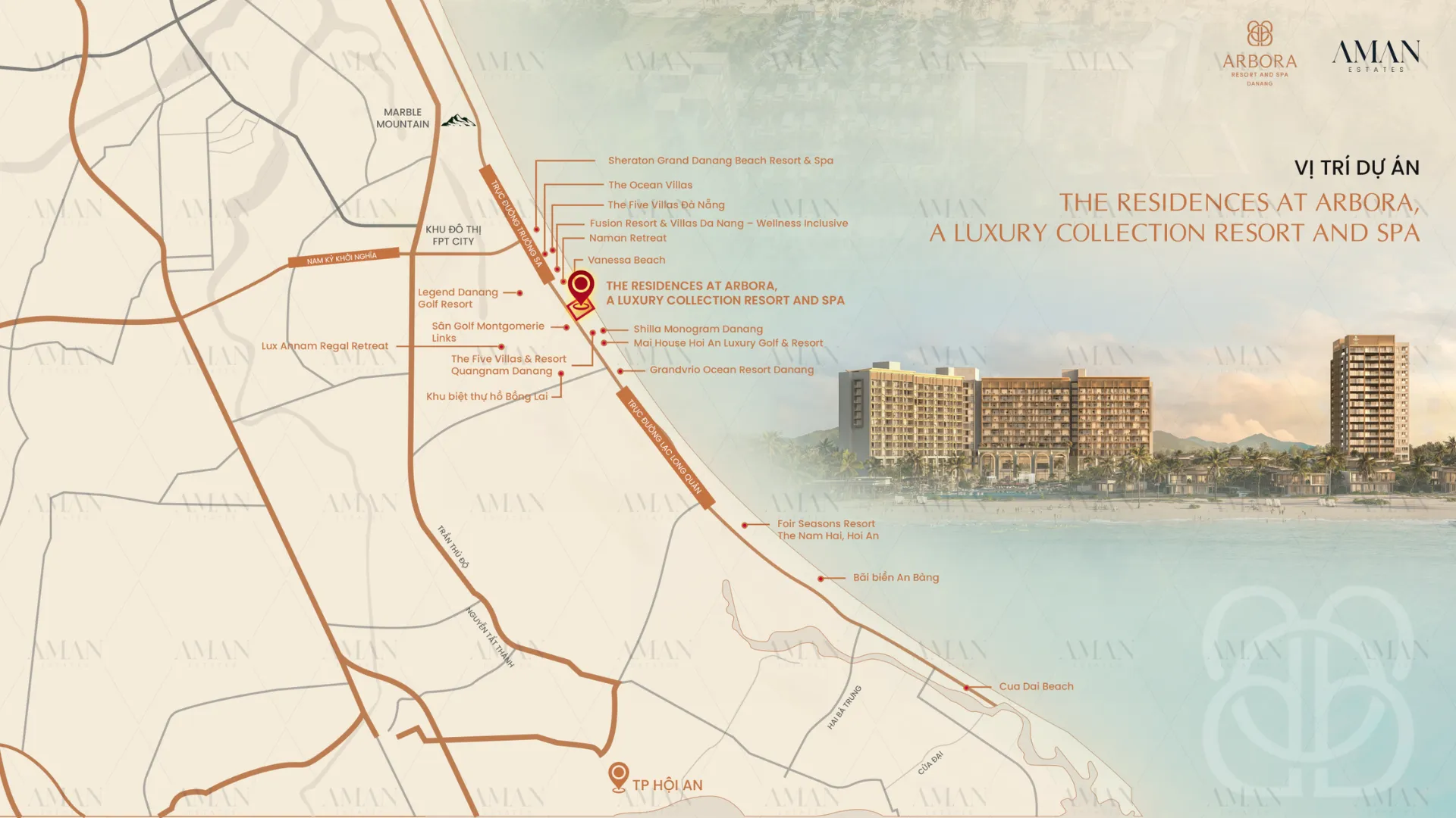 Vị trí đắc địa The Residences At Arbora Đà Nẵng
